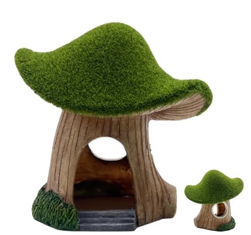Décoration d'aquarium pour Maison, Grotte Champignon, crevette, cachette Creuse en résine pour Reptiles, Tortues, Poisson-Chat 150 g, 11,4 x 11,4 x 11,9 cm