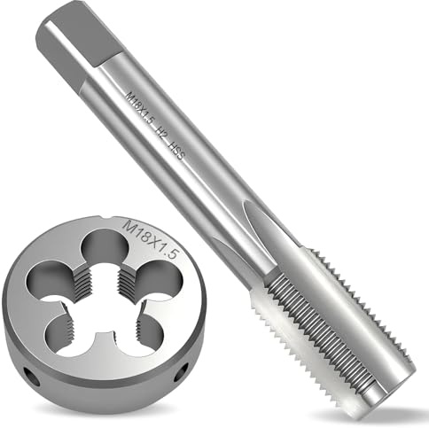 AFEPHE Juego de Terraja y Macho de Roscar M18 Profesional, Terraja Métrica M18x1.5mm de Acero HSS para Roscado de Precisión