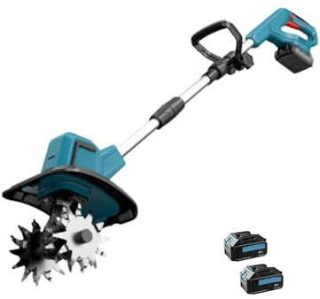 Motozappa Elettrica da Giardino, Motocoltivatore/coltivatore Elettrico, Lunghezza del Corpo Regolabile, Dispositivo di Riduzione del Rumore Integrato, Motozappa Portatile(6000 mAh Battery)
