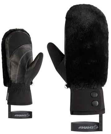 Ziener Damen Katniss-Z Ski-Fäustling/Wintersport | Thermoshield, Lederinnenhand, Kunstfell, Black, M