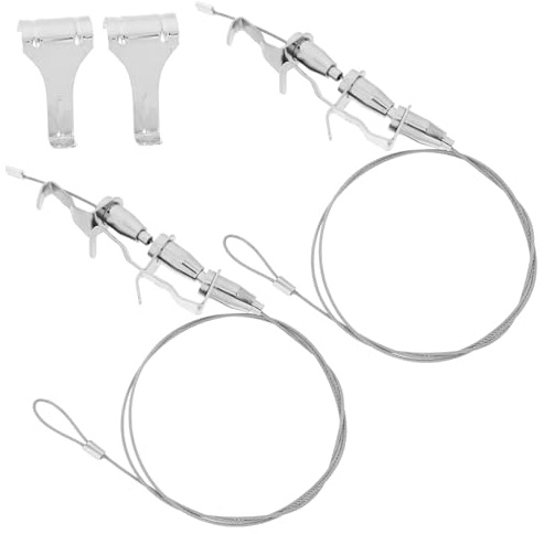 SOLUSTRE 2 Piezas Sistema de Colgado para Cuadros con Cable de Acero Ajustable Gancho Resistente y Cuerda para Exhibición de Arte Kit para Colgar Pinturas y Fotos Pared Color Plateado