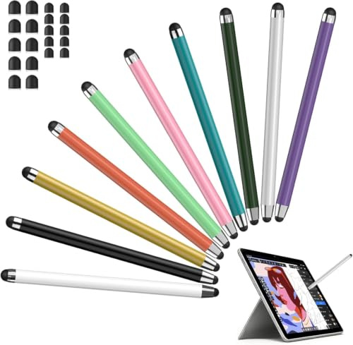 2 in 1 Tablet Stift mit 20 Gummispitzen, 10 Stück Touchscreen Stifts für Switch/Handy, Eingabestift/Handystifte zum Tippen, Hohe Präzision, Kompatibel für Alle Tablets, Laptop, Smartphones