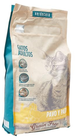 Verdecora Alimento Completo para Gatos Adultos con Pato y Pavo | Sin Cereales | Pienso para Todas Las Razas | 6kg