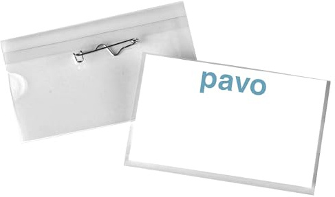 PAVO Bte 50 Porte-badge à Epingle 40 x 60 mm Transparent