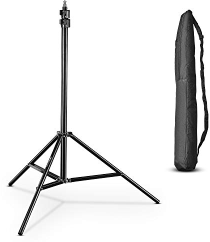 Walimex pro AIR 280 FW-806 Lampenstativ - Lichtstativ mit Luftfederung Höhe max 280 cm, 6 kg Traglast, sehr stabil, Aluminium, Leuchtenstativ für Fotografie Studio Outdoor, Schwarz