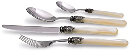 Rivadossi Elena Avorio - Set di Posate per 6 Persone, 24 Pezzi - 100% Made in Italy, Artigianalità e Design - Acciaio Inox 18/10