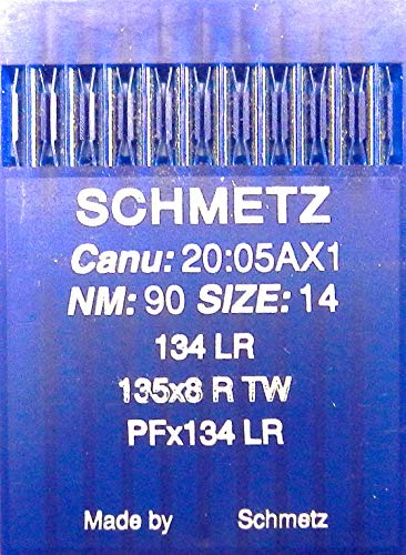 Schmetz 134 LR Lot de 10 aiguilles pour machine à coudre pour cuir à piston rond (industrielle) Épaisseur 90
