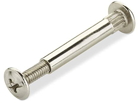 50 Stück SOTECH Möbelschrauben CONNECT Ø 5 mm mit M4 Gewinde Verbindungsschraube mit Hülse Stahl vernickelt für Holzstärke 31-40 mm Schrankverbinder Kreuzschlitz PZ2 und Flachklinge Möbelverbinder