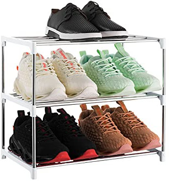 Xerhnan Schuhregal mit 3 Ebenen, stapelbar, leicht, für Eingangsbereich, Flur und Schrank (weiß)