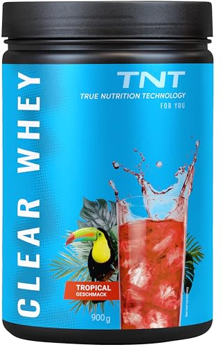 TNT Clear Whey „Tropical“ (900g) • Hochwertiges Whey Protein Isolat • 24g Protein pro Portion • Hoher Eiweiß-Gehalt • Erfrischender & leichter Protein Shake