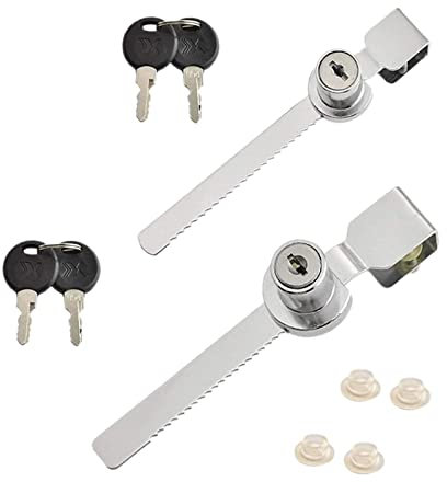 2 Set Sliding Glass Door Ratchet Locks Cabinet Door Locks Keyed Alike Window Locks for Glass Door Cabinet Display with 4 Keys