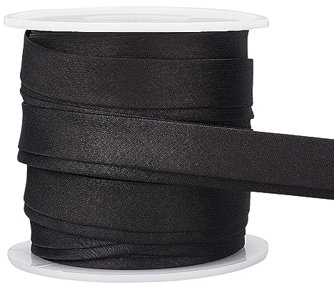 BENECREAT 13.5 Yard Satin-Schrägband, 15mm Breit Doppelt Gefaltetes Satin-Schrägband Für Cheongsam-Dekoration, Kleidungsnähte Paspeln, Schwarz