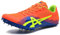 PENXZT Hombre y Mujer Zapatillas de Clavos, Calzado de Atletismo Ligero Resistente al Desgaste para Running,Salto Largo,Training,Naranja,38 EU