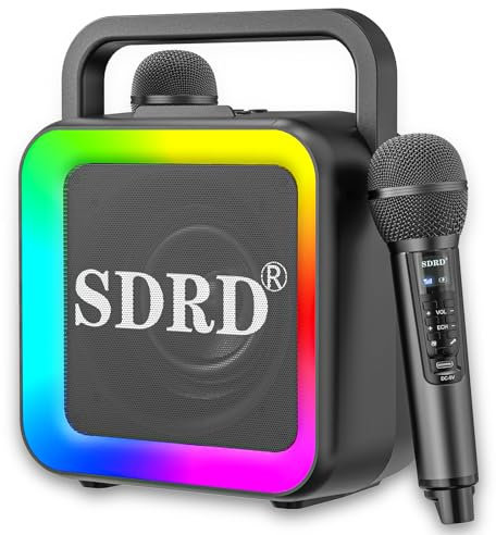 Machine à karaoké avec deux microphones sans fil, haut-parleur Bluetooth portable pour adultes et enfants, système de sonorisation rechargeable pour fête à la maison, mariage, église, pique-nique,