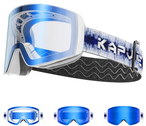 KAPVOE Maschera da Sci Fotocromatica con OTG Lenti Magnetiche, Antifog, Protezione UV400, per Uomo, Donna e Giovani, Compatibile con Caschi, Ideale per Sci, Snowboard e Pattinaggio u ghiaccio 03