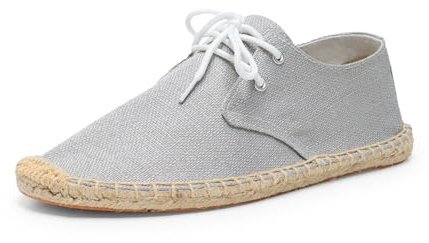 Alexis Leroy Espadrilles pour Hommes Plate en Toile à Lacets Gris 45 EU