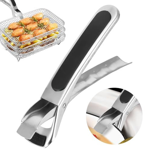 Anti-Scalding Clip Bowl Plate Clamp, Thickened Stainless Steel Hot Plate Gripper Heat-Resistant Stainless Steel Bowel & Pan Gripper with Silicone Handle for Moving Microwave Pan, Plates, Trays (Black)