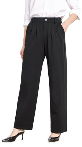 Bamans Femme Pantalon Tailleur Costume Professionnel Tissu Élégant Coupe Droite Haute Taille avec Poches