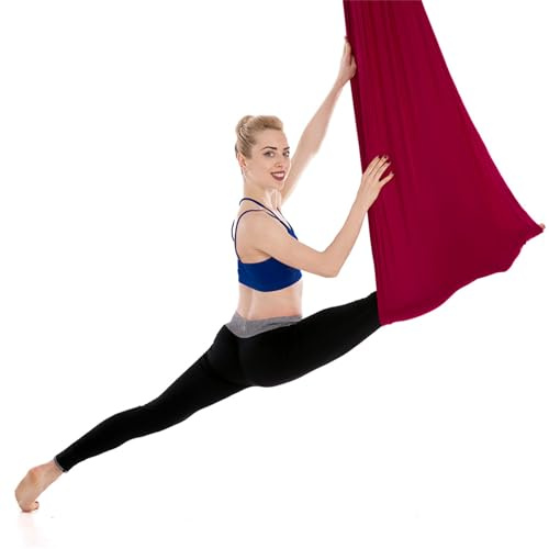 Wuyangcun Aerial Yoga Hammock Anti Gravitation Swing Nylon Yoga Trapets för fitness och akrobatik 280 x 100 cm viktkapacitet 900 kg (röd)