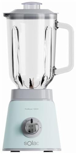 Solac - Blender Pro Mixter 1000W | Bol verre 1,5L | 2 vitesses + Turbo | Lames 4 couteaux inox | Broie glace | Système de sécurité | Compatible lave-vaisselle | Accessoires | Bleu