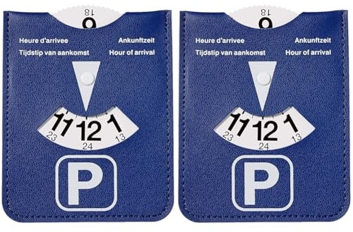 Kangaro Disco de estacionamiento azul cuero sintético retenedor, K-0035D220 (Paquete de 2)