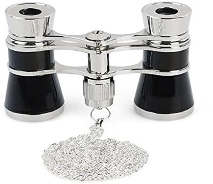 3 x 25 Klassiska hopfällbara Operaglasögon Kikare Metallkropp med kedja Optisk lins Teaterteleskop Retrodesign Kvinnor Presenter