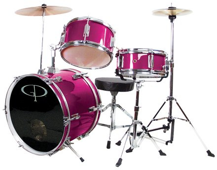 GP Percussion GP50MPK Complete Junior Drum Set (Pink, 3-Piece Set)