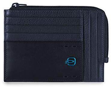 PIQUADRO Pulse Bustina portamonete, documenti e carte di credito in pelle ad uno scomparto, Nero