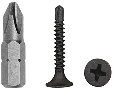 Lot de 1000 vis en acier au carbone pour cloison sèche - 3,5 x 25 mm - Vis à tôle auto-foreuse - PH Phillips à tête fraisée (1000, 3,5 x 25 mm)