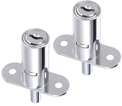 QUARKZMAN Cilindro Armario Cerradura x 2uds 3/4 Cilindro Diámetro Empuje Émbolo Cajón Puerta Cerradura Llave Diferente con 4 Llaves Cilindro Longitud 40mm