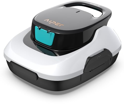 AIPER Robot per piscina, aspirapolvere senza fili, batteria per piscina 90 minuti, pulizia automatica con funzione di parcheggio, detergente compatto e leggero, ideale per piscine fuori terra