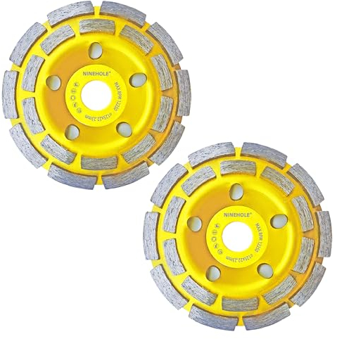 Ninehole 2 Stück Diamant-Schleiftopf 125 x 22,23 mm Schleifscheibe Doppelreihig, Diamant Frässcheibe Für Stein,Granit, Naturstein, Beton, Mauerwerk, Trockener Fliesenkleber, Estrich