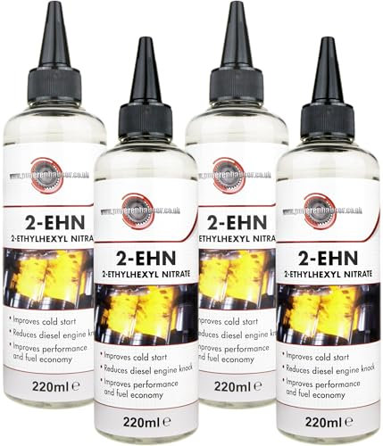 Powerenhancer Premium Double Filtered Pure 2-EHN, 2-Ethyl-Hexyl Nitrate Cetane Booster. Diesel Additive to Improve Cold Start, Reduce Engine Knock, Improve Performance & Fuel Economy. 4 x 220ml