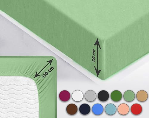Sesto Senso Spannbettlaken 180x200cm Grün für Topper Jersey Baumwolle
