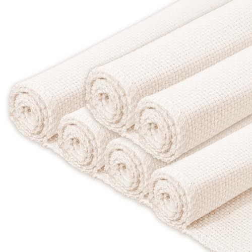 6 Pezzi Punch Needle Tessuto di Lino per Ricamo Punto Croce 20 cm Quadrato - Cross Stitch Tela Cotone Fai da Te Artigianale