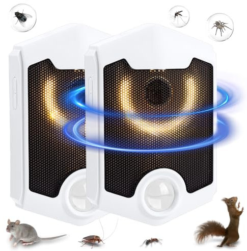 Ultrason Souris et Rats,2Pcs Repulsif Souri et Rat Ultrason Puissant,Anti Rats et Souris Efficace Contre Les Souris, Les Souris, Les Moustiques, Les Araignées, Les Mites, Les Cafards, Les Fourmis