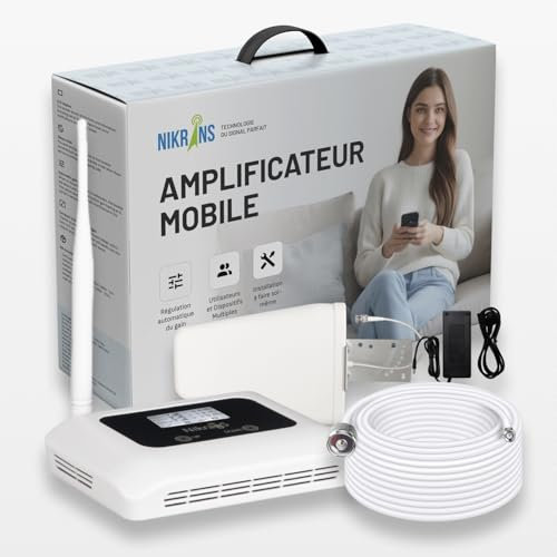 Nikrans Amplificador Señal Movil en Banda 8 (900Mhz), Repetidor gsm para Casa y Oficina, Cobertura de hasta 130 m², Repetidor de Señal Celular Compatible con Vodafone, Movistar, Orange etc