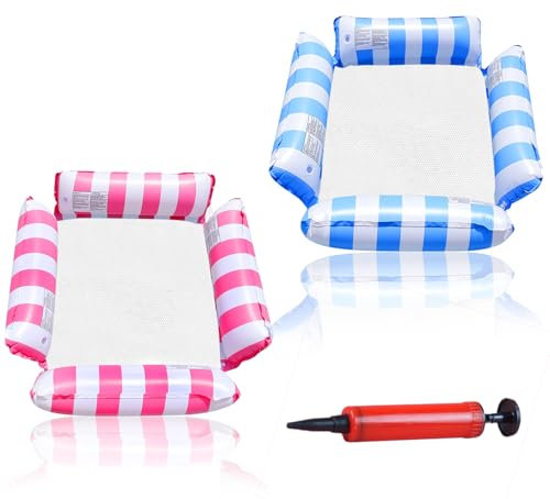2 pièces Matelas Gonflable pour Piscine, 123 x 120 cm, Matelas Gonflable avec Filet, Jouet Aquatique 4 en 1, Matelas Gonflable pour Piscine, Salon Aquatique, Jouet de fête avec Pompe à air