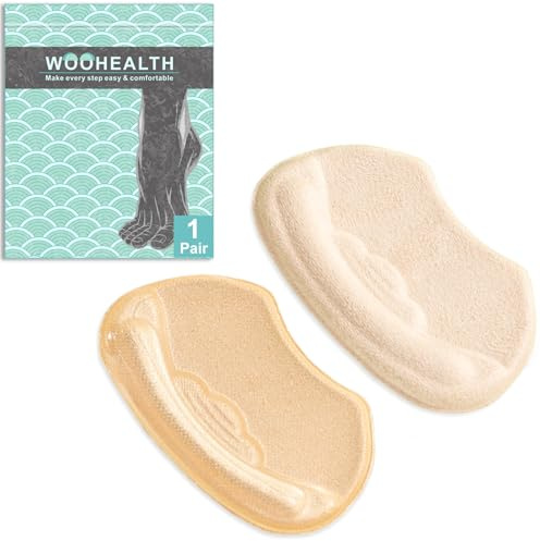 WOOHEALTH Empuñaduras de talón para zapatos de mujer, almohadillas de talón para zapatos demasiado grandes (1 par de insertos de cojín de talón) para zapatos sueltos con autoadhesivo, alivia el dolor