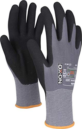 OX-ON HandschuhMan Flexible Supreme Arbeitshandschuhe Nitril Montagehandschuhe Gr. 6-12 (6 Paar Größe 12)