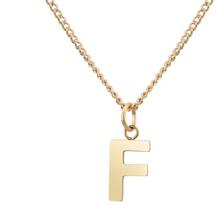 Kedja med bokstaven F Guld 18 karat - Vattentät I Guldkedja för damer med A-Z hänge I Initial Letter Chain