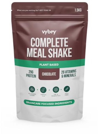 vybey® Protein-Rich Nootropic Complete Meal Replacement | Plant Protein Based | 29g Protein | 26 Vitamins & Minerals | 100% Real Food | Chocolate Flavour