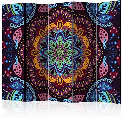 murando Raumteiler Foto Paravent Mandala 225x172 cm beidseitig auf Vlies-Leinwand Bedruckt Trennwand Spanische Wand Sichtschutz Raumtrenner Design Orient bunt Boho Abstrakt Zen f-A-0207-z-c