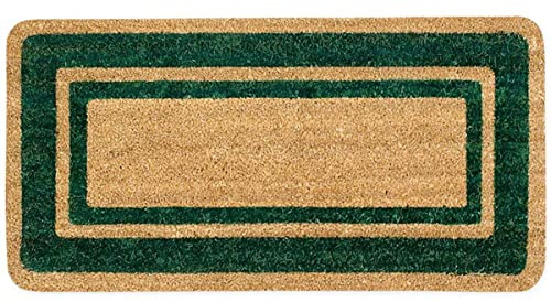 SaRani Zerbino Cocco Tappeto da Ingresso in Fibra Naturale Fondo Antiscivolo di Gomma Naturale, per uso Interno ed Esterno (Verde, 40x90 cm)