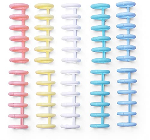 10PCS Binding Spine Combs 6 Holes Plastic Loose Leaf Binder Album Rings for DIY Notebook Photo Album Diary Book Calendar Binder Rings Study Card Scrapbook Booklet 12mm/0.5in Spine Diameter 80 Sheet