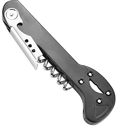 IKAAR Kellnermesser 3 in 1 Korkenzieher Bier-, Wein- & Folienflaschen Flaschenöffner für Sommeliers, Kellner & Barkeeper Schwarz