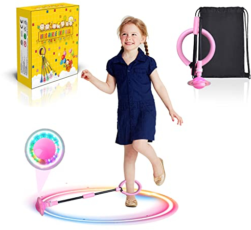 Idota Kinder Blinkender Springring, Swing Wheel mit Lichtrad, Faltbarer Flash Jumping Ball, Knöchel Skip Ball, Swing Wheel mit Lichtrad,Outdoor-Hüpfspiel, Fitness Spielzeug
