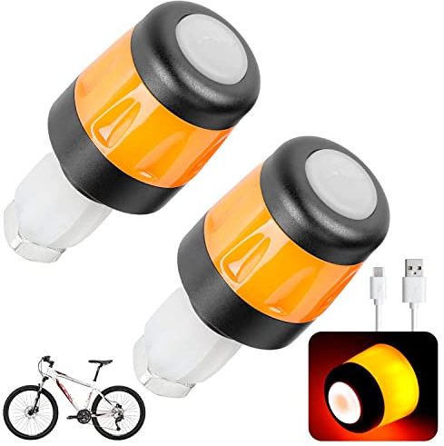ulip Handlebar Grip Light Turning Signals for Bicycle Turn Signals for E-Scooters USB Rechargeable Indicator Lamp Smart Safety Warning Lights 3 Light Modes (Black Orange)