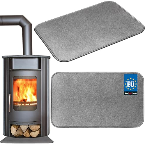 KOTARBAU® Kaminofen Bodenplatte 60 x 80 cm aus Pulverbeschichtung Stahl Altsilber Bodenblech Ascheblech Kaminbodenplatte Kaminplatte Schmutzblech Bodenschutz für Feuerstellen Ofenblech Funkenschutz