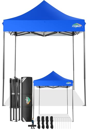 COBIZI Gazebo 2x2 Pieghevole Impermeabile senza Parete Laterale,Gazebo Esterno Resistente,Tende per Gazebos,Tendone Padiglione Pop Up per Feste Campeggio (2 per 2m Blu)